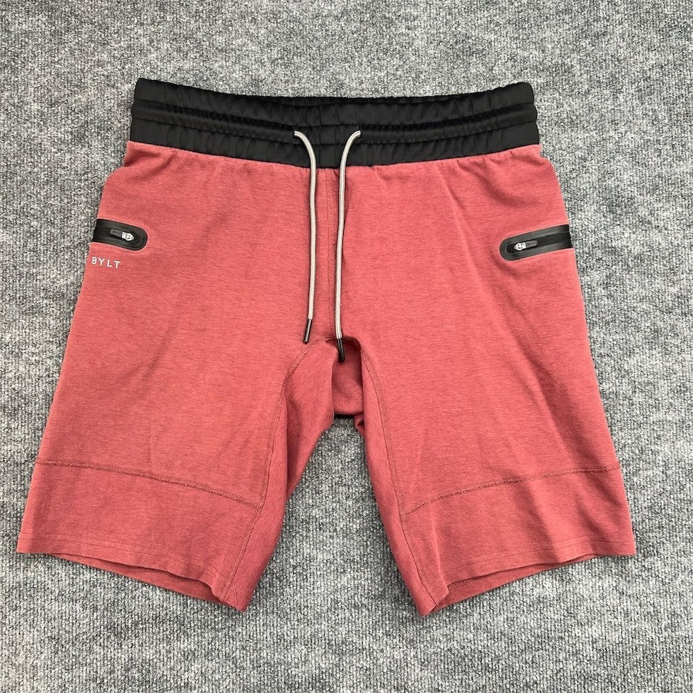 Bylt Men's Jogger Shorts Large Red Athletic Casual Zipper Pockets Summer